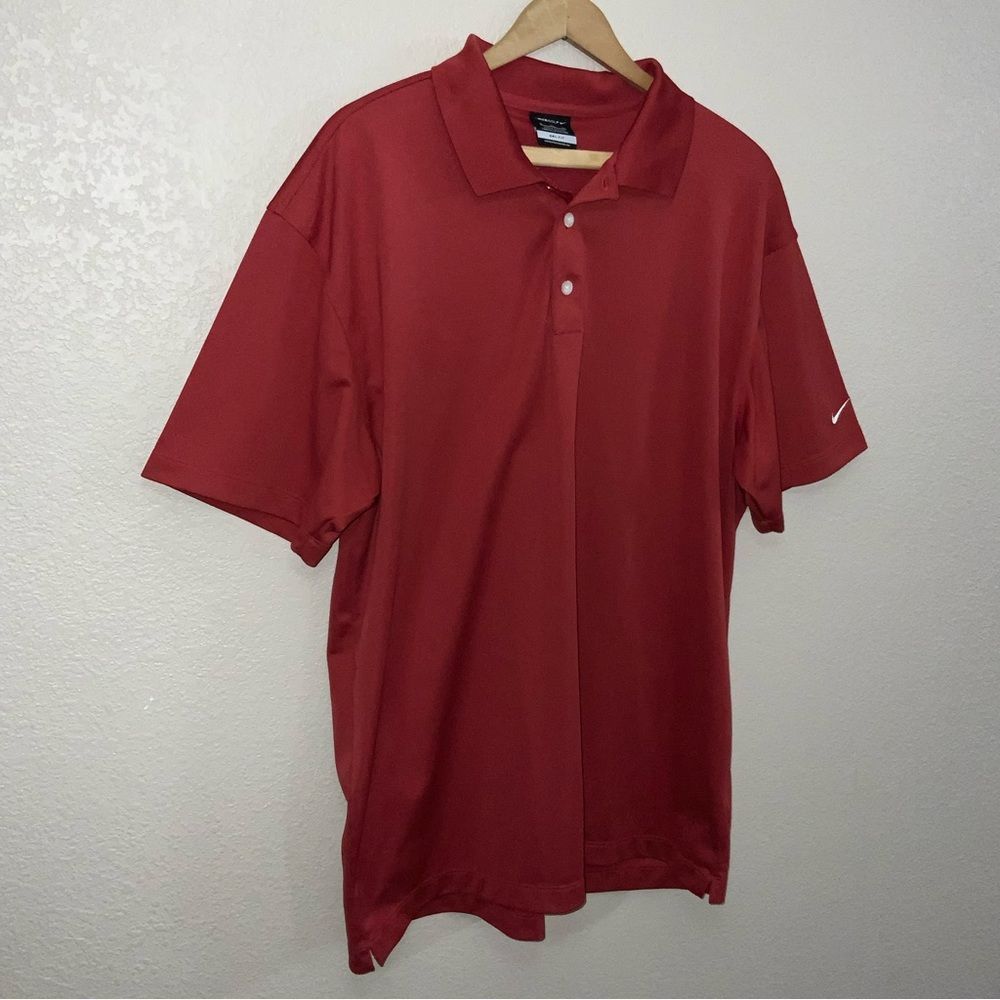 Nike Golf Dri-Fit Mens Size XL Red Short Sleeve Golf Polo Shirt - Picture 4 of 7